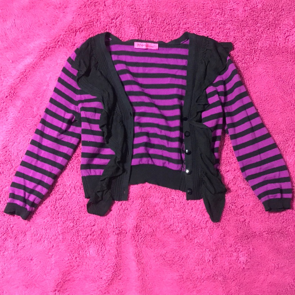 Stripped black and purple betsey Johnson cardigan